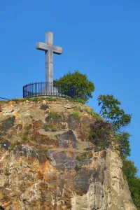Statues: Cross Monument on Gellert Hill in Budapest, Hungary