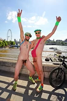 Cyclists in the World Naked Bike Ride 2013 in London