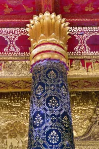 Pillar: Decorated pillars in Wat Mai Suwannaphumaham (aka Vat May) Temple, Luang Prabang, Laos