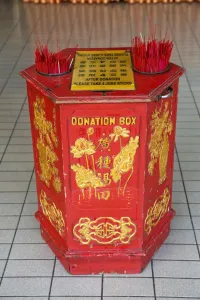 Religious: Donation box at the Thean Hou Chinese Temple, Kuala Lumpur, Malaysia