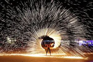 Tourist: Fire show on Sai Kaew beach in Koh Samet, Thailand