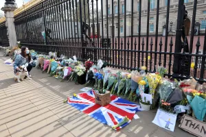 Floral tributes laid at Buckingham Palace on the death of Prince Philip