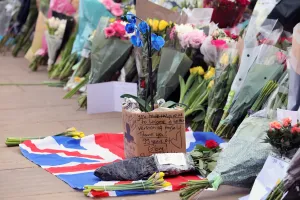 Floral tributes laid at Buckingham Palace on the death of Prince Philip
