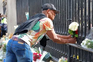 Floral tributes laid at Buckingham Palace on the death of Prince Philip