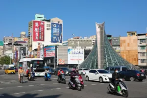 Stations: Formosa Boulevard metro station and crossroads, Kaohsiung City, Taiwan