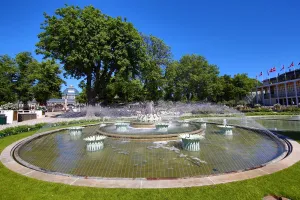 Park: Fountains in Tivoli Gardens theme park in Copenhagen, Denmark