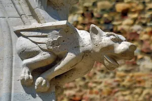 Zagreb: Gargoyle statue from the spire of Zagreb Cathedral in Zagreb, Croatia