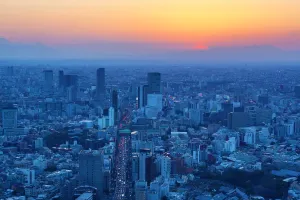 Night: General city skyline sunset view in Tokyo, Japan