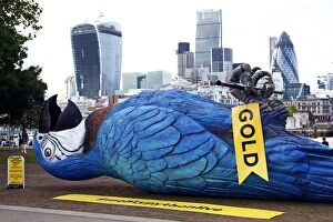 Giant Dead Parrot promotes Monty Python live at Potters Field, London