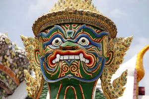 Emerald: Giant Temple Guardian Statue at the Grand Palace Complex, Wat Phra Kaew, Bangkok