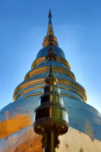 Gold chedi at Wat Phra Singh Temple in Chiang Mai, Thailand