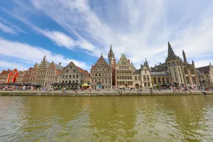 Architecture: Graslei quay and the Leie River, Ghent, Belgium