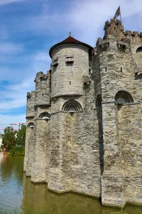 Belgium: Gravensteen medieval castle and moat, Ghent, Belgium
