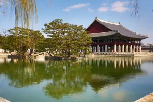 Seoul, Korea: Gyeonghoeru Pavilion at Gyeongbokgung Palace in Seoul, Korea