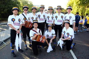 Hammersmith Morris Men dance the Royal Parks Half Marathon in London