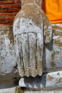 Statues: Hand of buddha statue at Wat Yai Chaimongkol Temple, Ayutthaya, Thailand