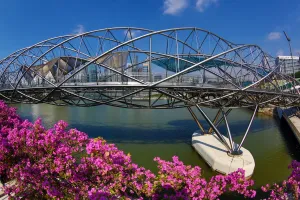 Modern: The Helix Bridge in Singapore, Republic of Singapore