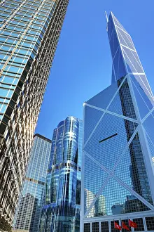 Prints of Tall modern skyscrapers The Henderson and Bank of China Tower in the skyline of Hong Kong, China Hong Kong Images: The Henderson modern skyscraper in Hong Kong, China