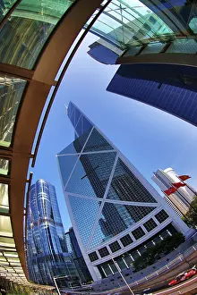 Prints of Tall modern skyscrapers The Henderson and Bank of China Tower in the skyline of Hong Kong, China Hong Kong Images: The Henderson modern skyscraper in Hong Kong, China