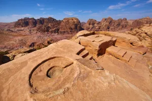 Heritage: The High Place of Sacrifice overlooking the valley of the rock city of Petra, Jordan