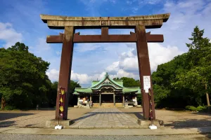 Osaka, Japan: Hokoku Shinto Shrine and Torii Gate Osaka Castle, Osaka, Japan