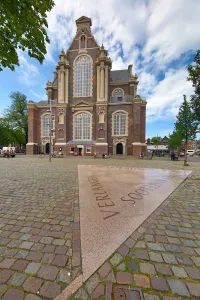 Monument: Homomonument gay monument and the Westerkerk church in Amsterdam, Holland