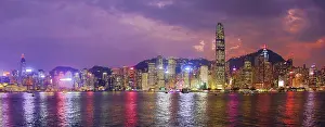 Prints of Hong Kong City Skyline and Victoria Harbour at sunset, Hong Kong, China Hong Kong Images: Hong Kong City Skyline and Victoria Harbour at sunset, Hong Kong, China
