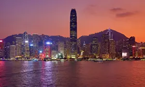 Prints of Hong Kong City Skyline and Victoria Harbour at sunset, Hong Kong, China Hong Kong Images: Hong Kong City Skyline and Victoria Harbour at sunset, Hong Kong, China