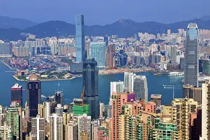 Prints of Hong Kong City Skyline and Victoria Harbour from Victoria Peak, Hong Kong, China Hong Kong Images: Hong Kong City Skyline and Victoria Harbour from Victoria Peak, Hong Kong, China