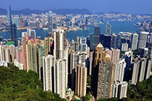 Hong Kong: Hong Kong City Skyline and Victoria Harbour from Victoria Peak, Hong Kong, China