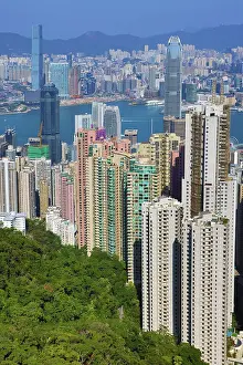 Scene: Hong Kong City Skyline and Victoria Harbour from Victoria Peak, Hong Kong, China