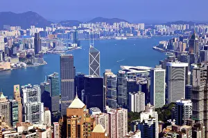 Hong Kong: Hong Kong City Skyline and Victoria Harbour from Victoria Peak, Hong Kong, China