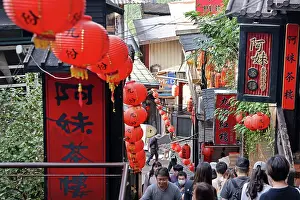 Tourist: Jiufen Old Street shopping street, Jiufen, Taiwan ROC