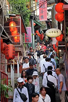 Tourist: Jiufen Old Street shopping street, Jiufen, Taiwan ROC