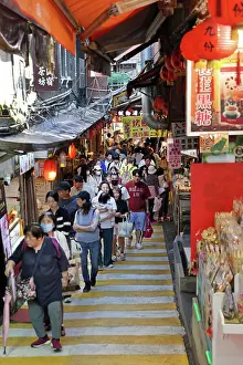Tourist: Jiufen Old Street shopping street, Jiufen, Taiwan ROC
