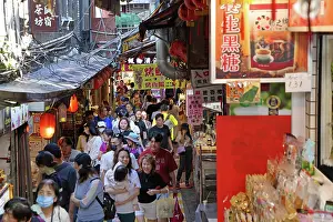 Tourist: Jiufen Old Street shopping street, Jiufen, Taiwan ROC