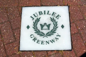 Path: Jubilee Greenway paving stone plaque in London, England