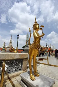 Emerald: Kinnara Statue at the Grand Palace Complex, Wat Phra Kaew, Bangkok