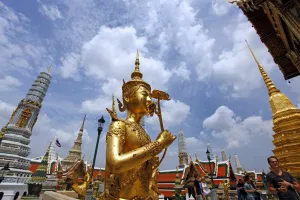 Emerald: Kinnara Statue at the Grand Palace Complex, Wat Phra Kaew, Bangkok