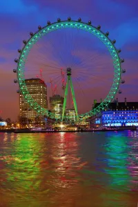 London Eye goes green for St. Patricks Day in London