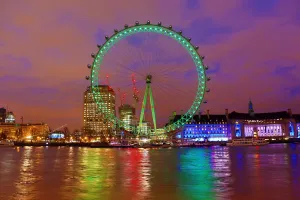 London Eye goes green for St. Patricks Day in London