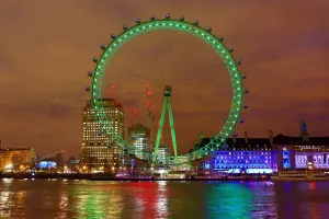 London Eye goes green for St. Patricks Day in London