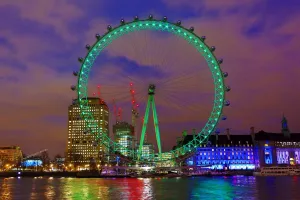 London Eye goes green for St. Patricks Day in London