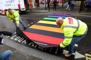 Londons first Rainbow Crossing unveiled at Pride London 2014, London, England