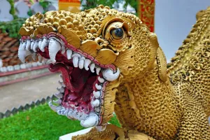 Golden: Mom statue at Wat Maha Thera Chan Temple in Chiang Mai, Thailand