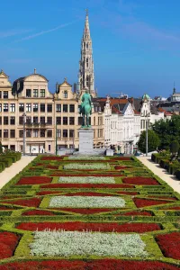 Hall: Mont des Arts Gardens and Tower of the Town Hall, Brussels, Belgium