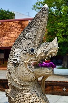 Naga statue at Wat Prasat Temple in Chiang Mai, Thailand