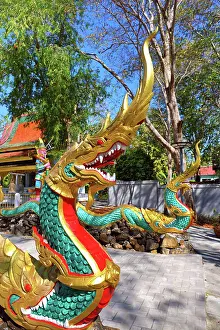Statues: Naga statues at Wat Ko Kaew Pitsadan Temple, Koh Samet, Thailand