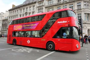 Public: New Routemaster Red London double-decker bus