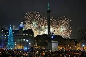 New Year Fireworks Celebrations in Trafalgar Square, London, Britain - 1st Jan 2016
